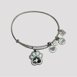 Alex and Ani Silver Charm Bangle Bracelet with Paw Print